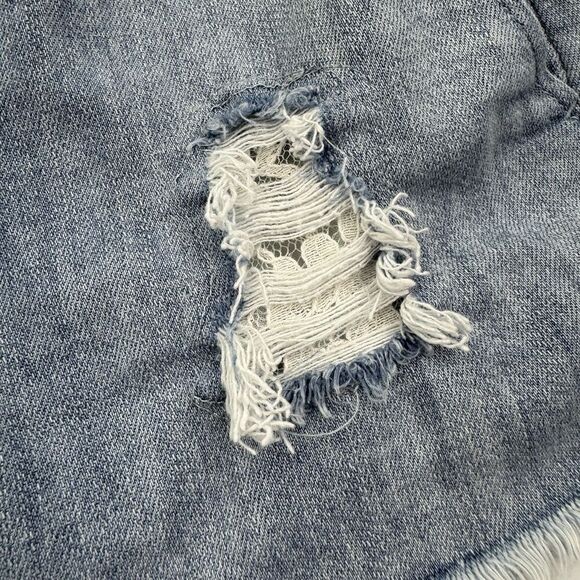 Aerie Jean Shorts Blue Distressed Lace Pull On Denim Small Elastic Waist - Picture 4 of 9